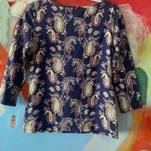 NWT Talbots multi colored Paisley Bateau Neck 3/4 sleeve Tee shirt 
Beautiful!